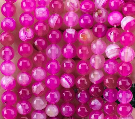 Natural Fuchsia Striped Agate Loose Bead Strands For Jewelry Making