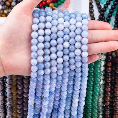 Healing Energy Natural Dark Aquamarine Gemstone Beads For Jewelry Making