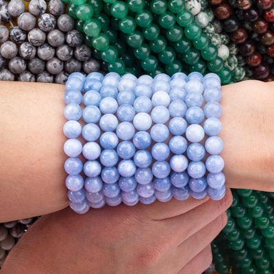 Healing Energy Natural Dark Aquamarine Gemstone Beads For Jewelry Making
