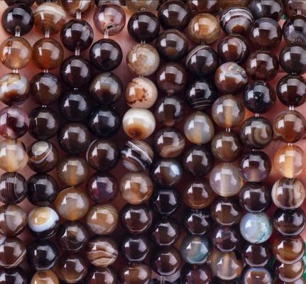 Coffee Stripped Agate Loose Bead Strands Semi Precious Stone for DIY Jewelry Making