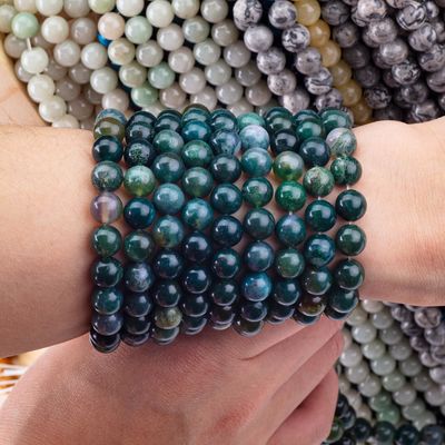 Round Moss Agate Bead 4mm Gemstone Beads For DIY Jewelry Making