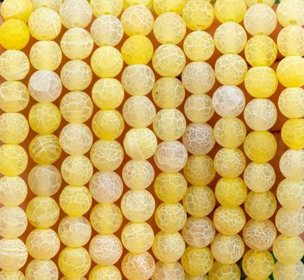 Yellow Weathered Agate Round Semi Precious Beads Loose Bead Strands For DIY Jewelry Making