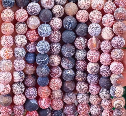 Dream Weathered Agate Loose Bead Strands Semi Precious Stone Matt Frosted Cracked Agate for DIY Jewelry Making