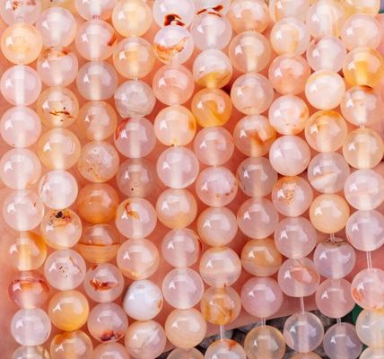 Agate Flower Pattern White Semi Precious Beads 4/6/8/10/12mm
