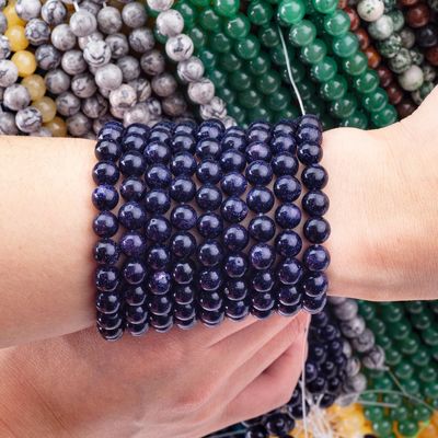 8mm Blue Sandstone Beads Healing Crystal Stone Beads For Jewelry Making