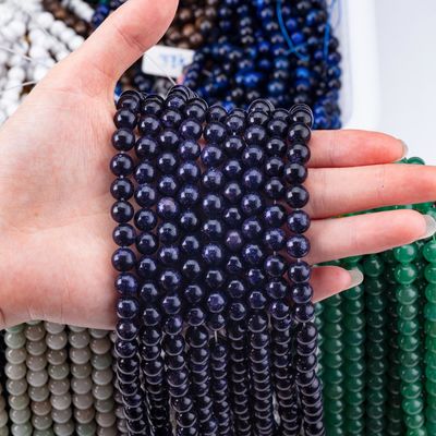 8mm Blue Sandstone Beads Healing Crystal Stone Beads For Jewelry Making