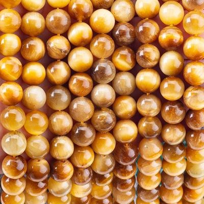 8mm Golden Tiger Eye Gemstone Beads Healing Crystal Stone Beads For Jewelry Making