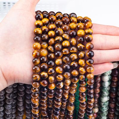8mm Dark Golden Tiger Eye Gemstone Beads Healing Crystal Stone Beads For Jewelry Making
