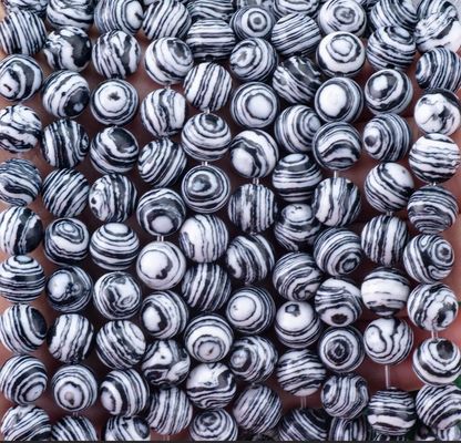 Synthetic Zebra Malachite Loose Bead Strands White and Black Semi Precious Stone for DIY Jewelry Making