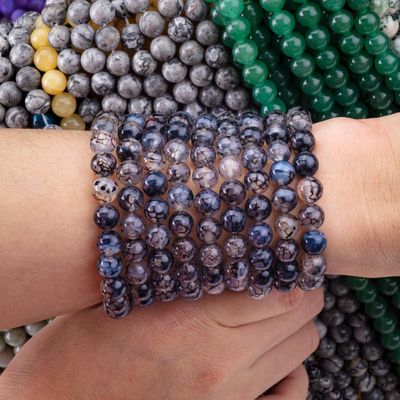 Black Dragon Veins Agate Loose Bead Strands Semi Precious Stone for DIY Jewelry Making