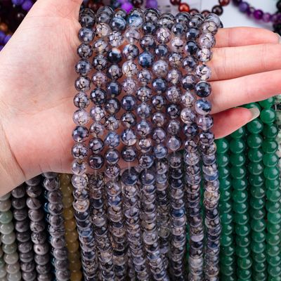 Black Dragon Veins Agate Loose Bead Strands Semi Precious Stone for DIY Jewelry Making