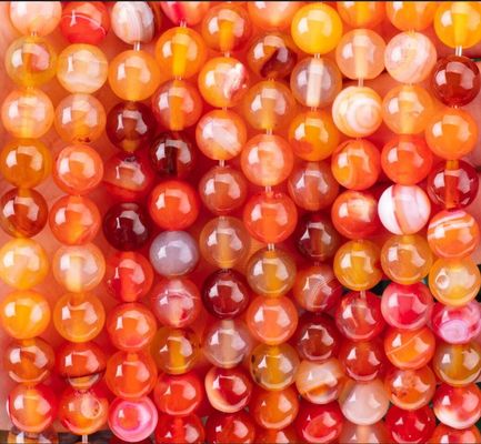 Orange Stripped Agate Loose Bead Strands Semi Precious Stone for DIY Jewelry Making