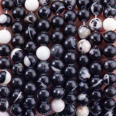 8mm Black Zebra Jasper Gemstone Beads Healing Crystal Stone Beads For Jewelry Making