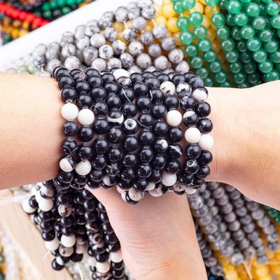 8mm Black Zebra Jasper Gemstone Beads Healing Crystal Stone Beads For Jewelry Making