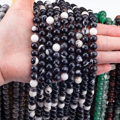 8mm Black Zebra Jasper Gemstone Beads Healing Crystal Stone Beads For Jewelry Making