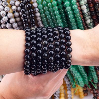 8mm Black Onyx Gemstone Beads Healing Crystal Stone Beads For Jewelry Making
