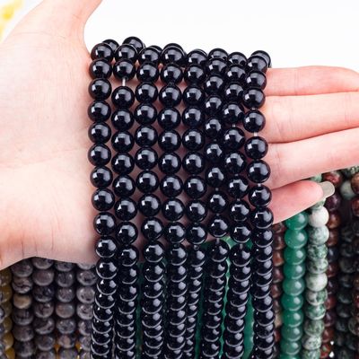 8mm Black Onyx Gemstone Beads Healing Crystal Stone Beads For Jewelry Making