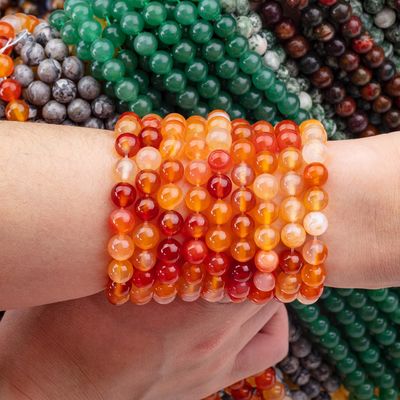 8mm Fire Quartz Gemstone Beads Healing Crystal Stone Beads For Jewelry Making