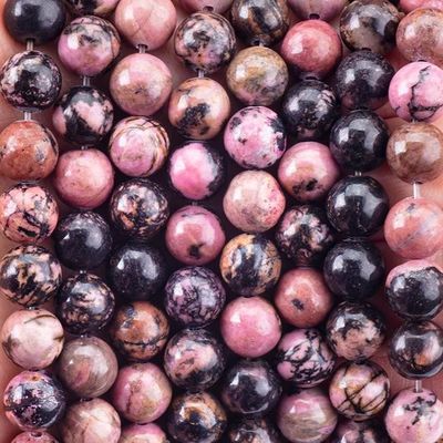 8mm Black Stripe Rhodocrosite Gemstone Beads Healing Crystal Stone Beads For Jewelry Making