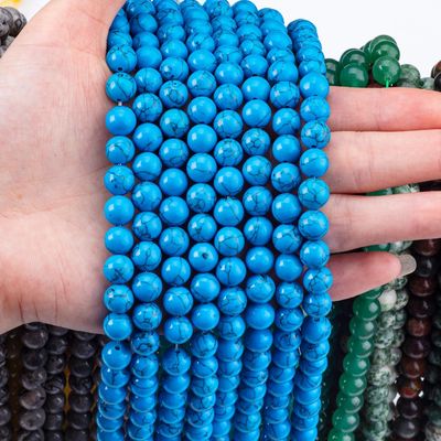 Blue Turquoise 8MM Smooth Round Shape Loose Bead For Jewelry Making Tools