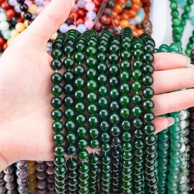 8MM Blackish Green Jade Polished Smooth Round Shape Bulk Bead For Bead Jewelry Making