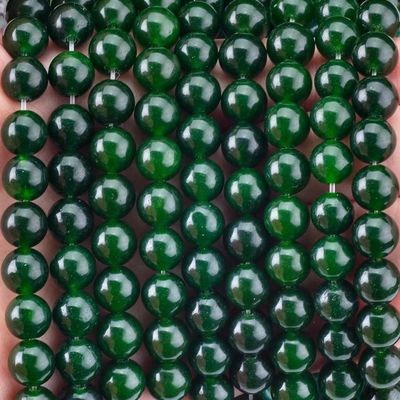 8MM Blackish Green Jade Polished Smooth Round Shape Bulk Bead For Bead Jewelry Making