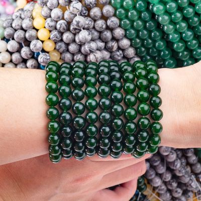 8MM Blackish Green Jade Polished Smooth Round Shape Bulk Bead For Bead Jewelry Making