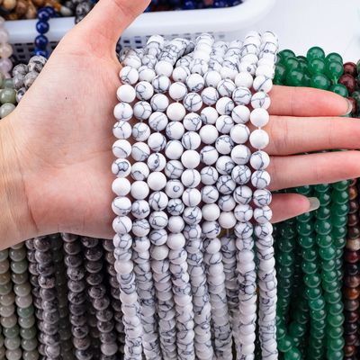 Crystal Stone 8MM Howlite Round Shape Gemstone Loose Bead For Bracelet Necklace Making
