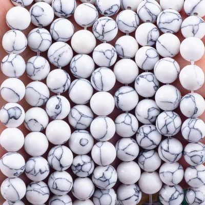 Crystal Stone 8MM Howlite Round Shape Gemstone Loose Bead For Bracelet Necklace Making