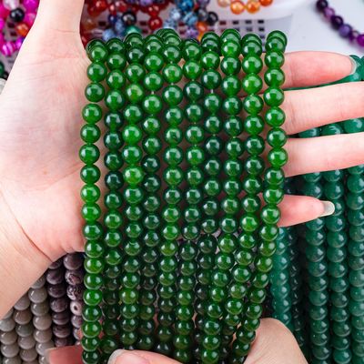 Green Jade Loose Bulk Round  Bead Custom Multi-Size Bead For Jewelry Making
