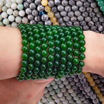 Green Jade Loose Bulk Round  Bead Custom Multi-Size Bead For Jewelry Making