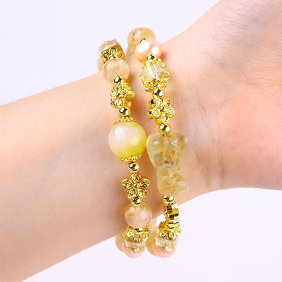 8MM Bead Yellow Citrine Crystal Bracelet With Dog Carving