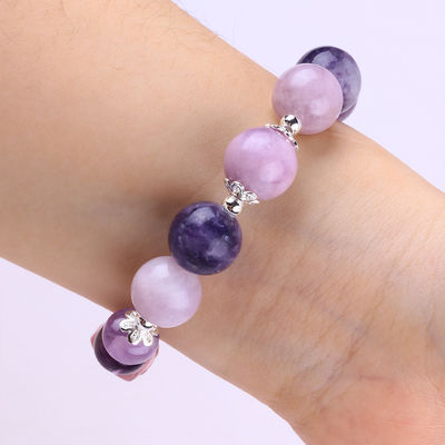 14MM Purple Mica Bracelet Fluorite Pixiu Stretch Bead Bracelet Brings Lucky Wealth