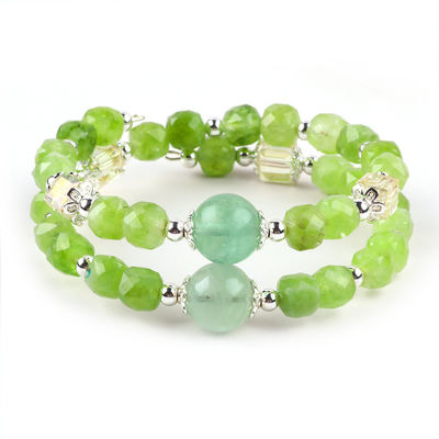 Square Multifacted Bead Peridot Bangle Genuine Crystal Bracelet OEM ODM