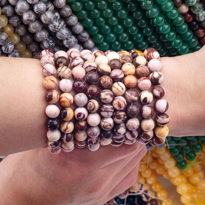 8mm Austrilian Zebra Jasper Gemstone Beads Healing Crystal Stone Beads For Jewelry Making