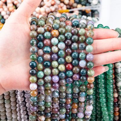 8mm Indian Agate Gemstone Beads Healing Crystal Stone Beads For Jewelry Making
