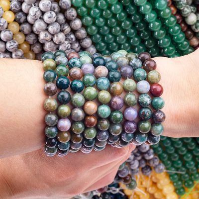 8mm Indian Agate Gemstone Beads Healing Crystal Stone Beads For Jewelry Making