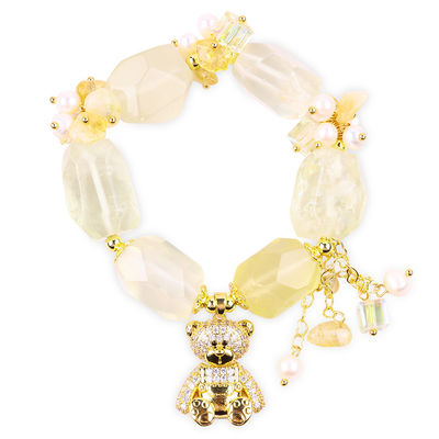 Handmade Gemstone Bracelet Adjustable Charms Citrine Bracelets Natural Stone Pearl Jewelry For Party Daily Wearing