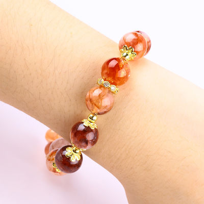 Handmade Gemstone Beaded Bracelet Hematite Quartz Sphere Stone Bracelet Adjustable Butterfly Charms Bracelet For Party
