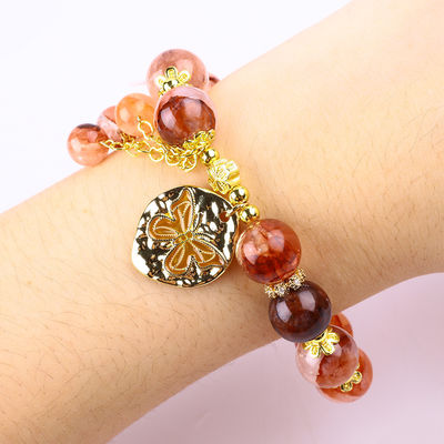 Handmade Gemstone Beaded Bracelet Hematite Quartz Sphere Stone Bracelet Adjustable Butterfly Charms Bracelet For Party