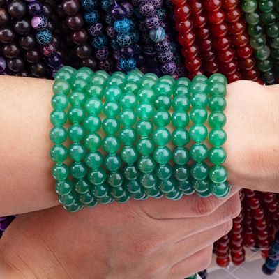 8MM Darker Green Aventurine Crystal Stone Smooth Round Bulk Loose Bead For Bead Jewelry Making