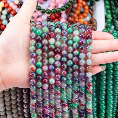 Darker Green Flower Agate Crystal Stone Smooth Loose Bead For Handmade Bead Jewelry Making