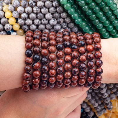 8MM Mahogany Jasper Polished Smooth Loose Bead For Handmade DIY Bead Jewelry Making