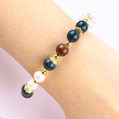 Handmade Gemstone Beaded Bracelet Natural Indian Agate Stone Bracelet Adjustable Owl Charms Bracelet For Party Daily