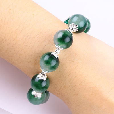 Handmade Gemstone Beaded Bracelet Green Chalcedony Stone Bracelet Adjustable Peal Charm Bracelet For Party Daily Wearing