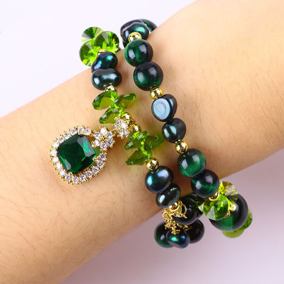 Handmade Gemstone Beaded Bracelet Natural Green Tiger's Eye Stone Bracelet Adjustable Charms Bracelet For Party Daily We