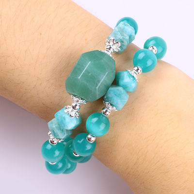 Handmade Gemstone Beaded Bracelet Green Cat's Eye Stone Bracelet Adjustable Rock Charms Bracelet For Party Daily Wearing