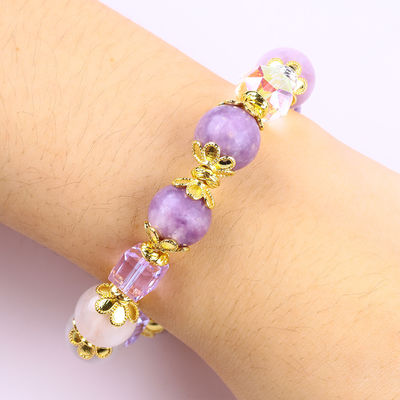 Handmade Gemstone Beaded Bracelet Natural  Purple Mica Stone Bracelet Adjustable Charm Bracelet For Party Daily Wearing