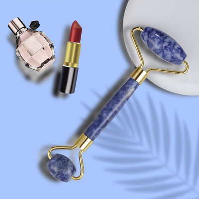 Handheld Bule Dot Stone Crystal Jade Face Roller For Puffy Eyes