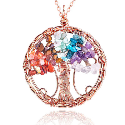 Unisex Chakra Gemstone Bracelet Chakra Tree Pendant Accept Customized Logo